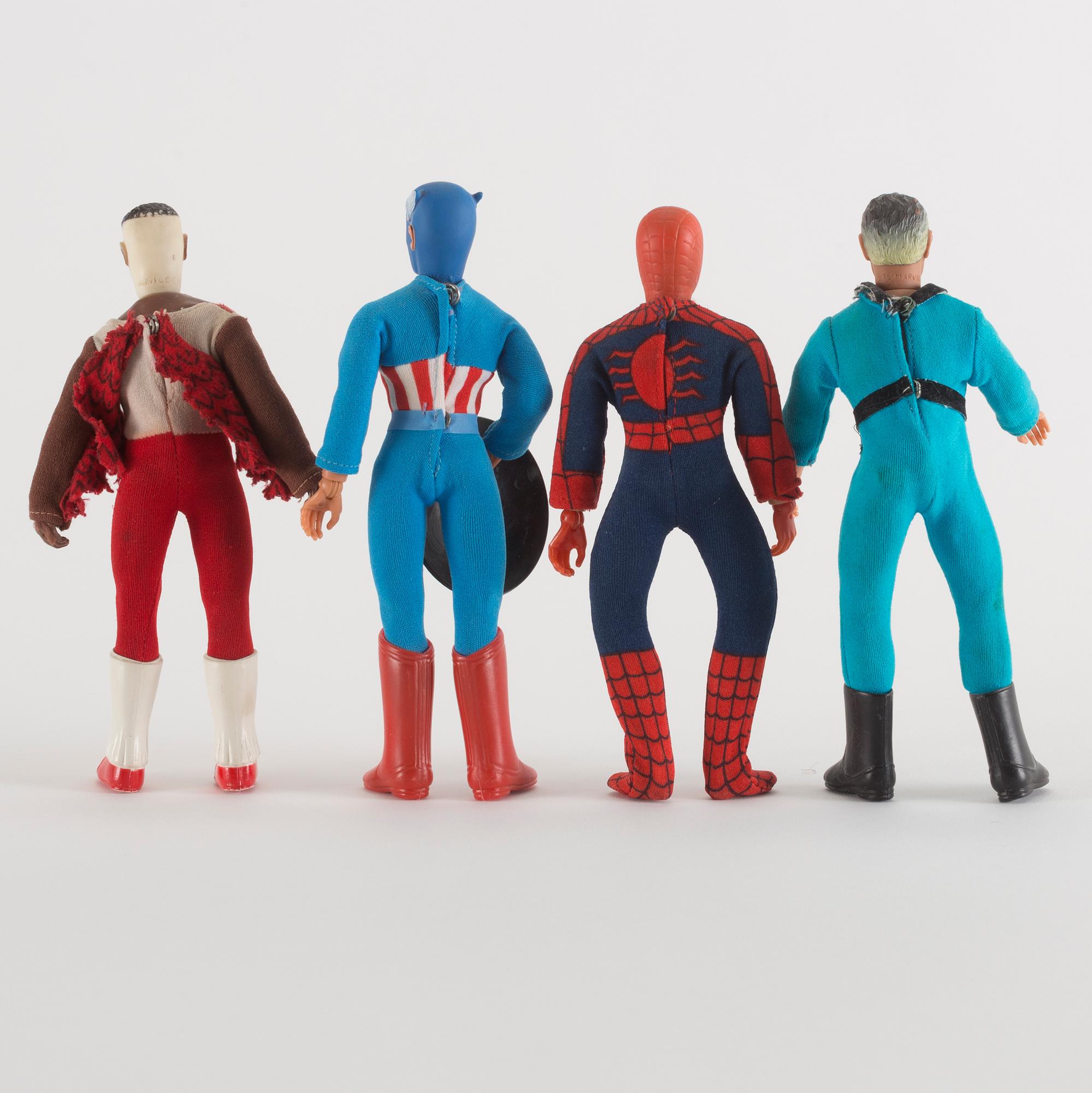 WORLDS GREATEST SUPER HEROES, 4 stycken actionfigurer, Marvel, Mego, 1970-tal.