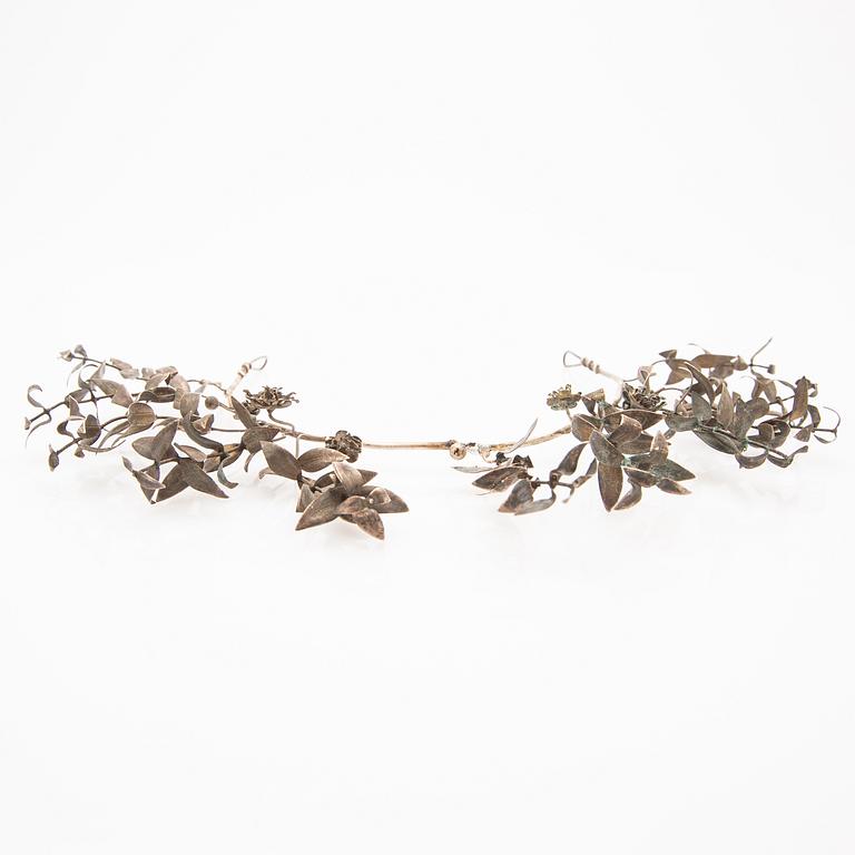 Diadem, silver, known as "silver wedding diadem", late 19th century.