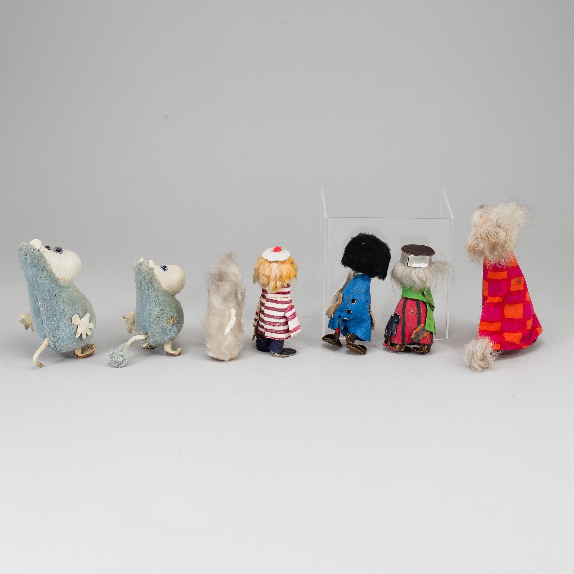 ATELIER FAUNI, muminfigurer, 7 st, Finland, 1950-60-tal.
