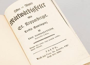 BOK, del I-IV i 2 vol, "Äldre och Nyare Märkwärdigheter wid Stora Kopparberget" av Eric Hammarström, Falun 1789-92.