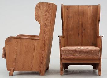 A pair of Axel Einar Hjorth 'Lovö' pine armchairs by Nordiska Kompaniet,