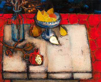 377. Christina Snellman, STILL LIFE ON RED.