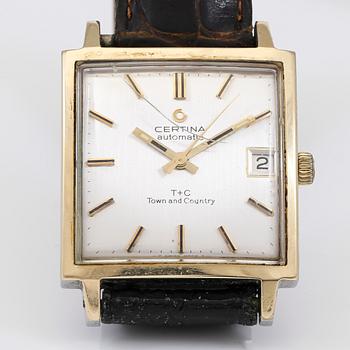 ARMBANDSUR, guld på stål, "T+C Town and Country", Certina, Automatic, 1960-tal.