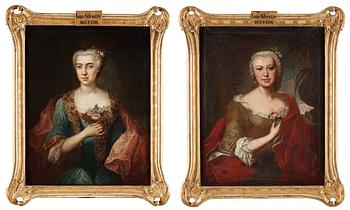 1088. Louis Silvestre Attributed to, Portraits of ladies (2).