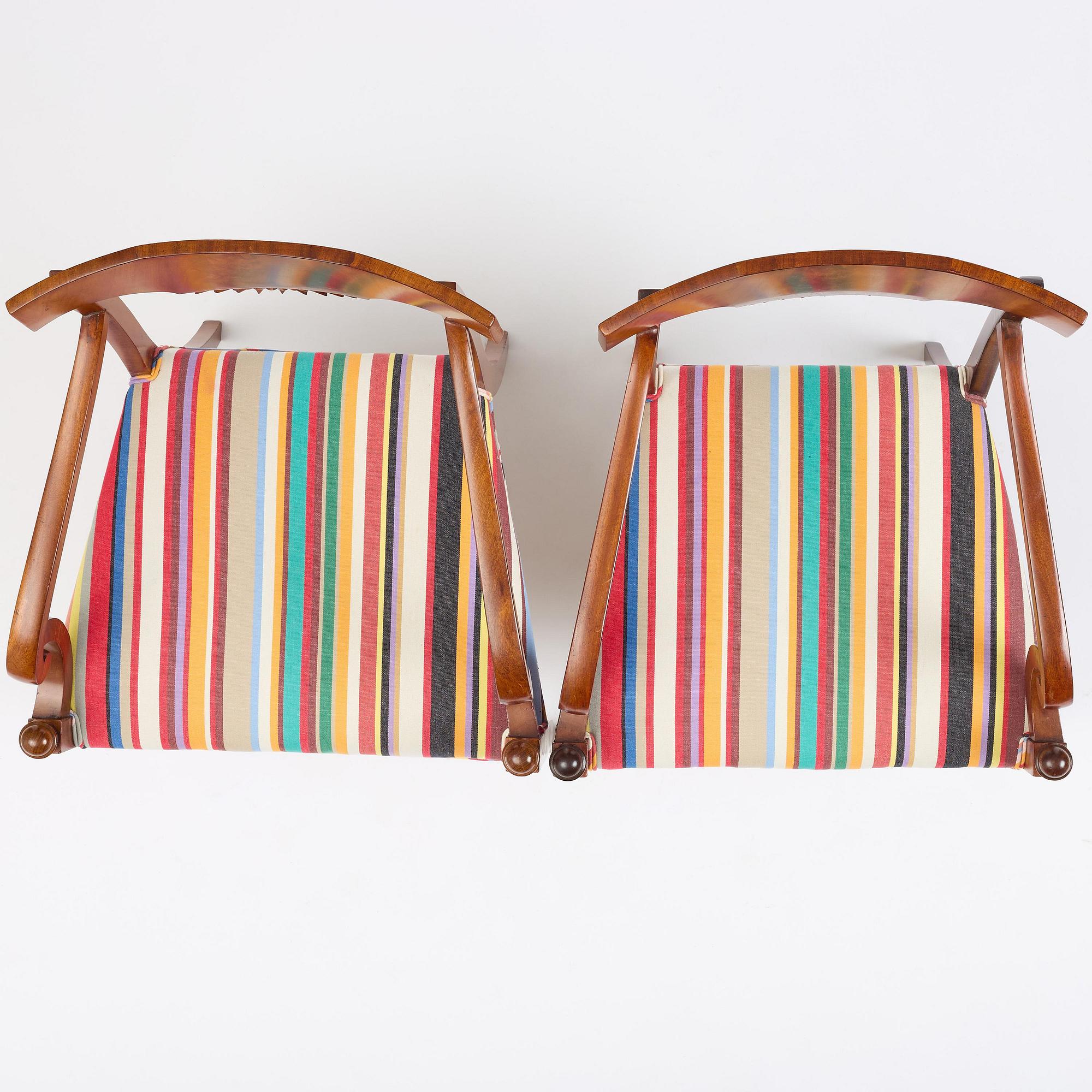 A pair of Swedish Empire armchairs,