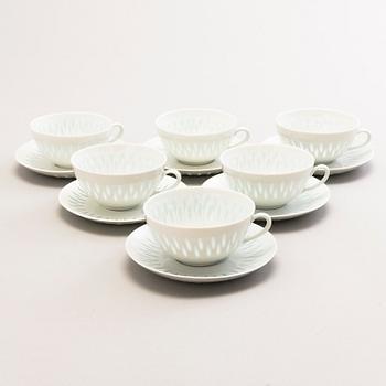 FRIEDL HOLZER-KJELLBERG, A 24-piece porcelain tea and coffee set signed Arabia F.H.Kj. Finland.