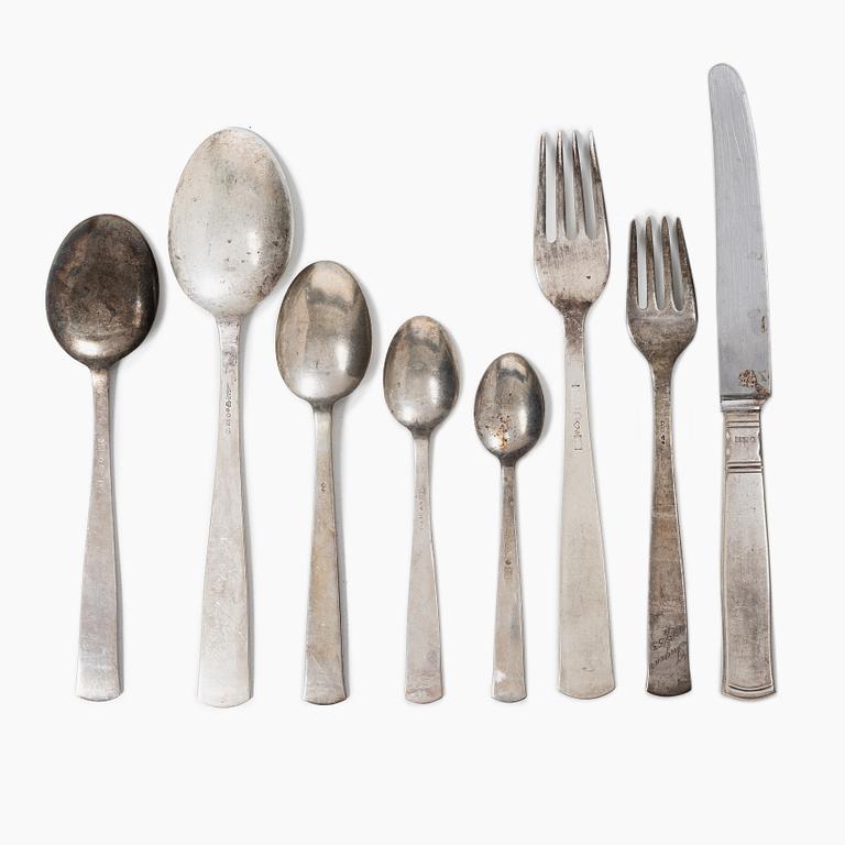 Bestickservis, 51 delar, silver, "Rosenholm", GAB, Stockholm, 1900-talets mitt.