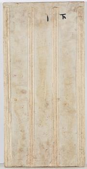 A set with four Chinese porcelain panels with a wooden frame, first half of 20th century.