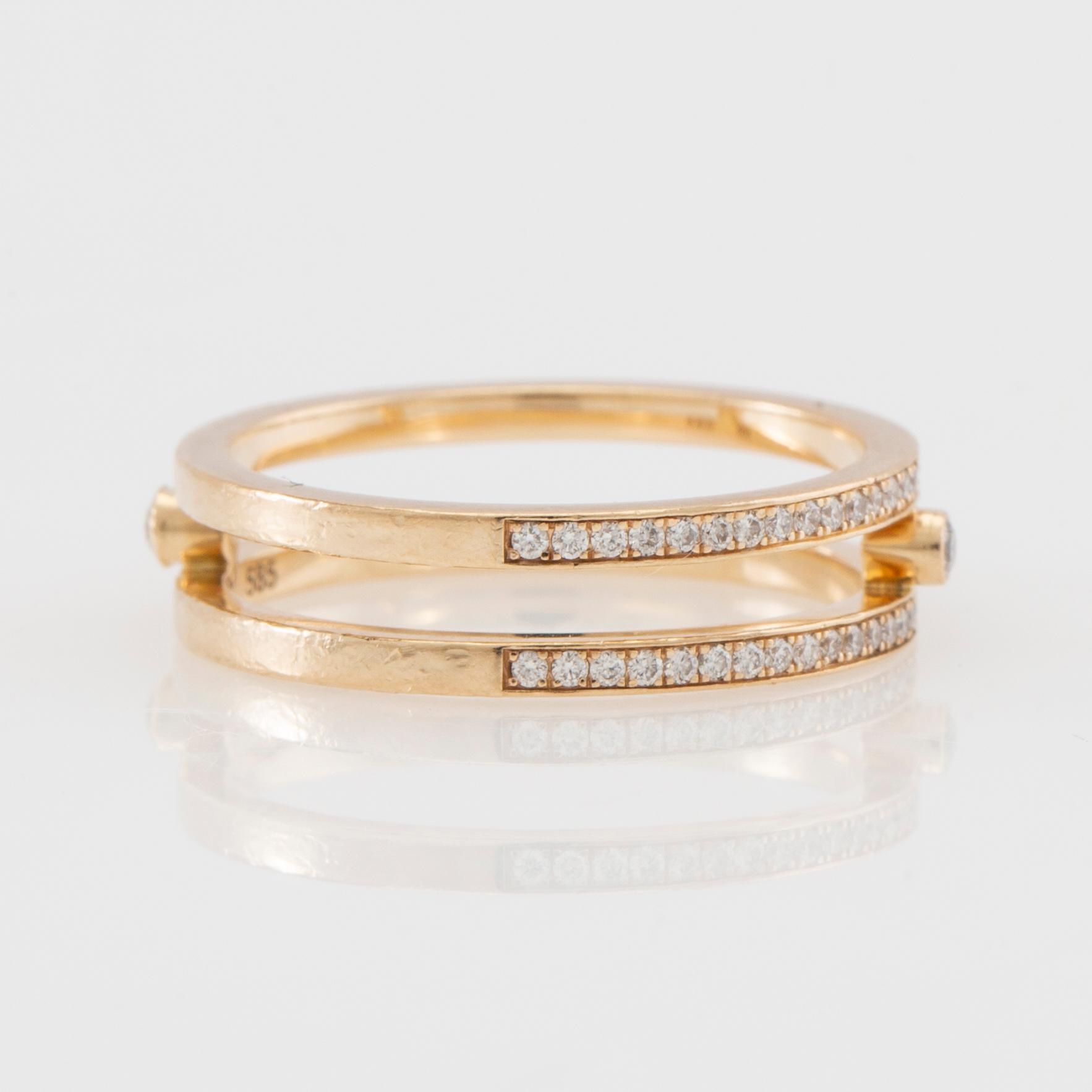 Sophie Bille Brahe, Ring 14K gold "Mars" set with round brilliant-cut diamonds.