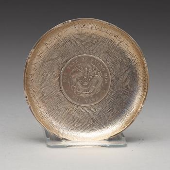 MYNTFAT, fem stycken, silver. Bla Zee Sung, Shanghai, 1900-talets början.