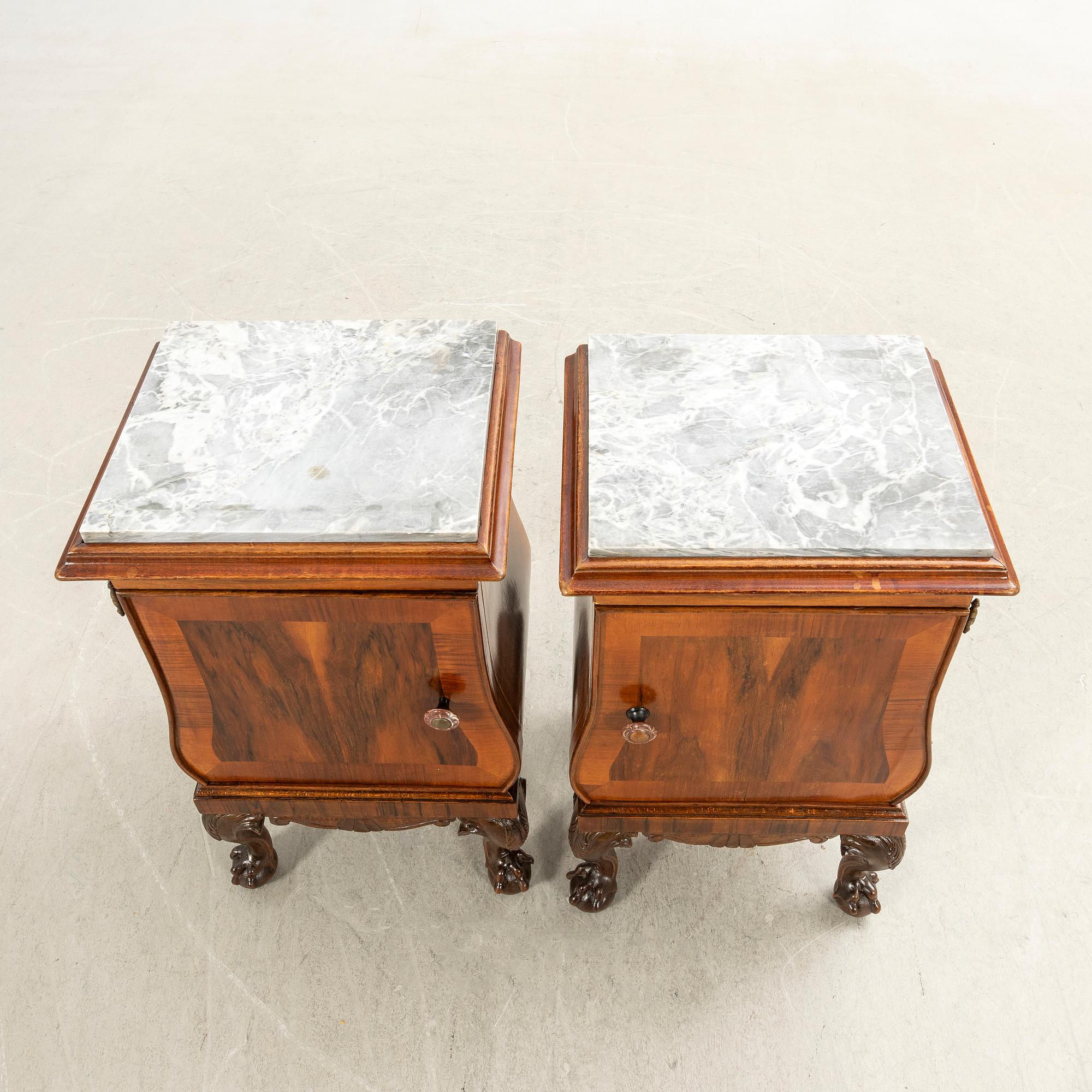Nightstands, a pair, first half of the 20th century.