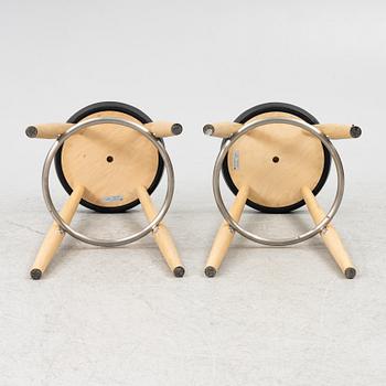 Hans J Wegner, bar stools, a pair, Carl Hansen & Son. CH 56.
