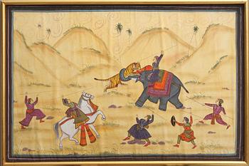 OKÄND KONSTNÄR, 4 st. Indien, 1900-tal sidenmåleri.