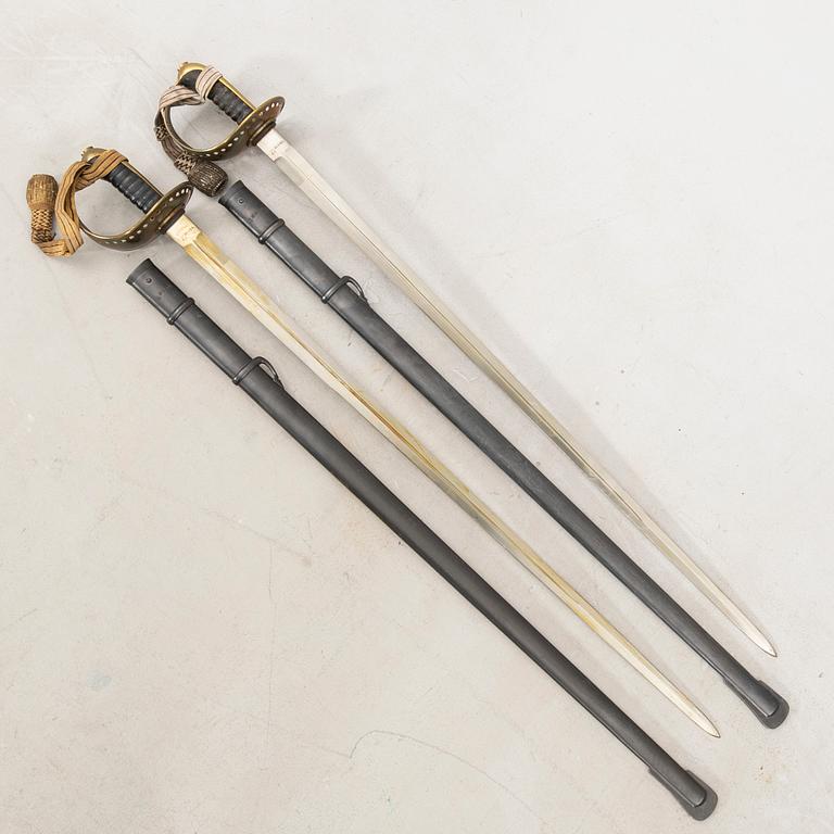 Two Swedish cavalry sabres 1893 pattern, with scabbards.