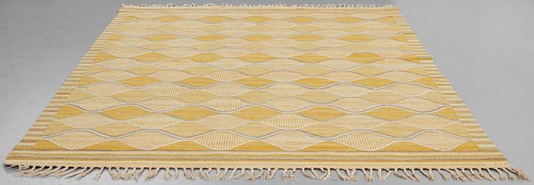 Barbro Nilsson, A CARPET, "Spättan gul", flat weave, ca 252 x 174 cm, signed AB MMF BN.