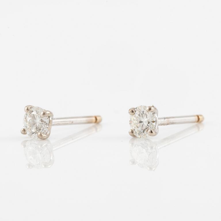 Earrings, a pair, 18K white gold with brilliant-cut diamonds totalling 0.46 ct,.