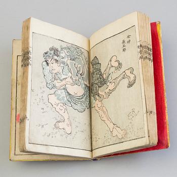 Six Japanese woodblock books with illustrations, 19th century.