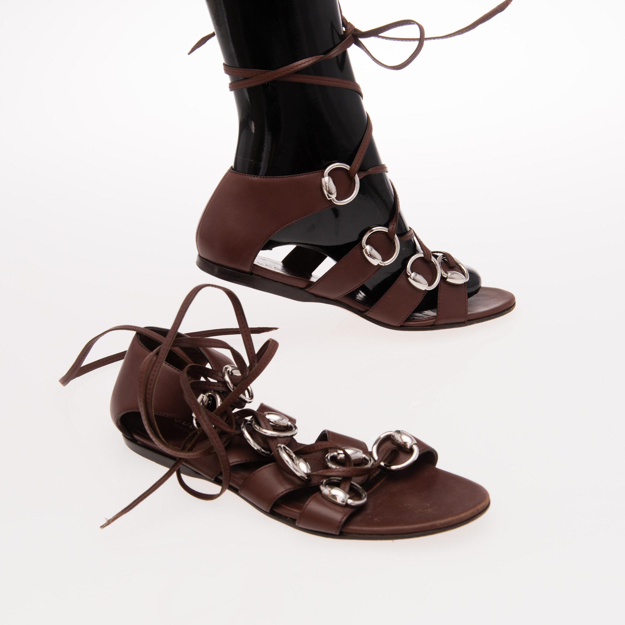 LEATHER GLADIATOR SANDALS.