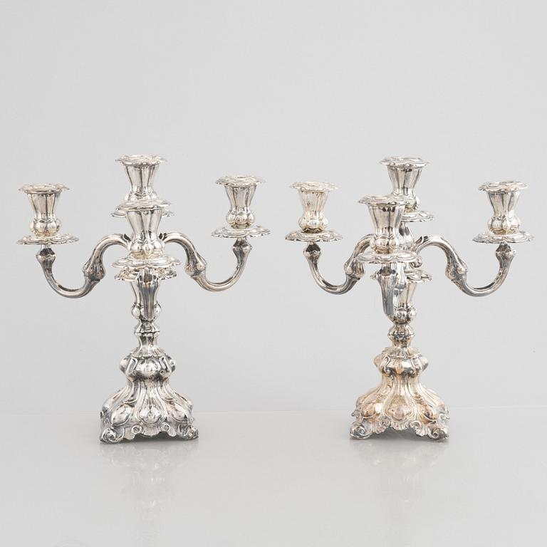 A Pair of Baroque Style Silver Candelabra, 20th Century.