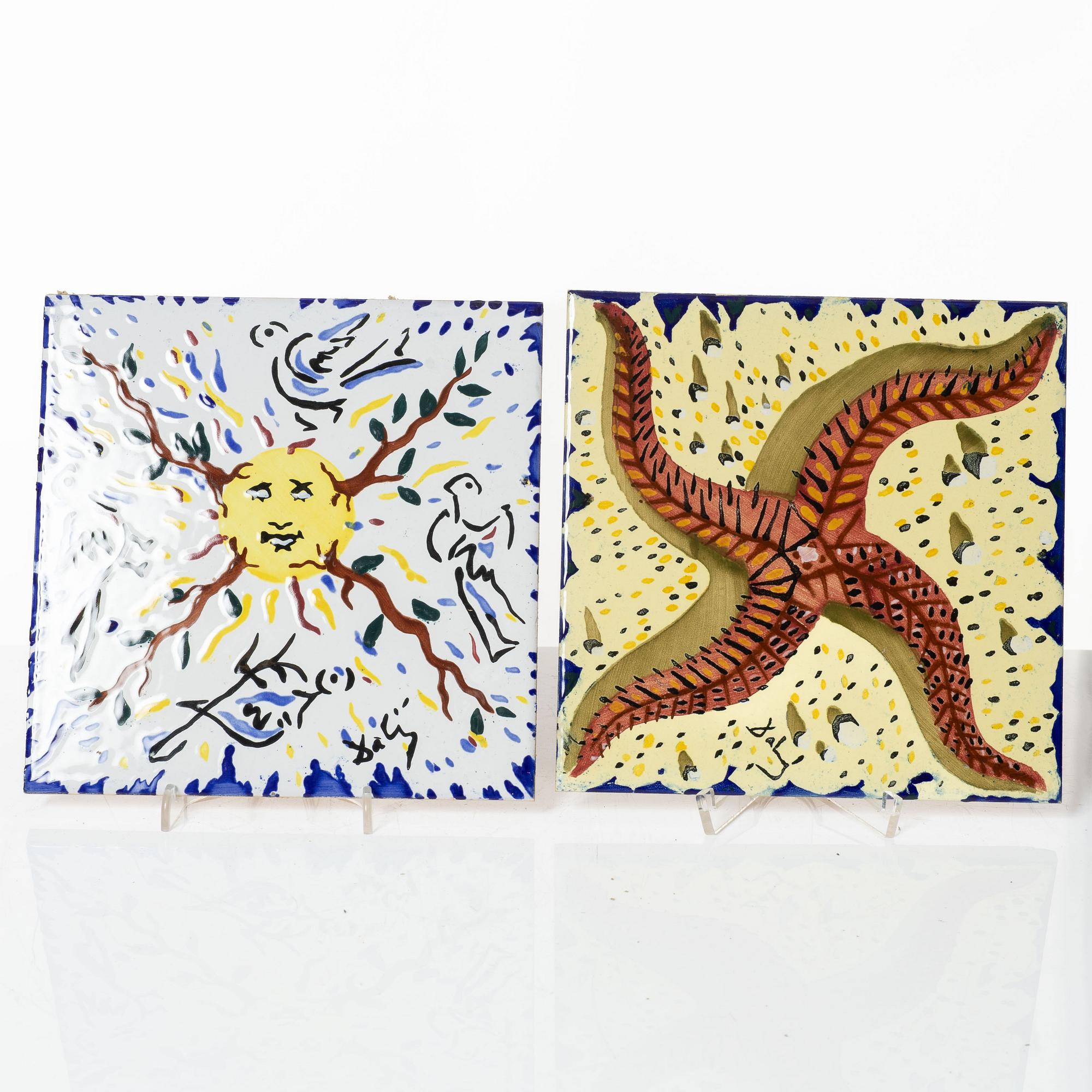 Salvador Dalí, after. Twelve earthenware tiles, late 20th Century.