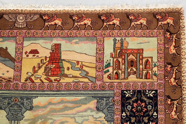 Matto, semi-antique Tabriz, "The four seasons", ca 261 x 175 cm.