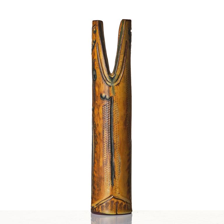 Wilhelm Kåge, a Farsta stoneware vase/sculpture in the form of a 'dragonfish', Gustavsberg Studio 1955.