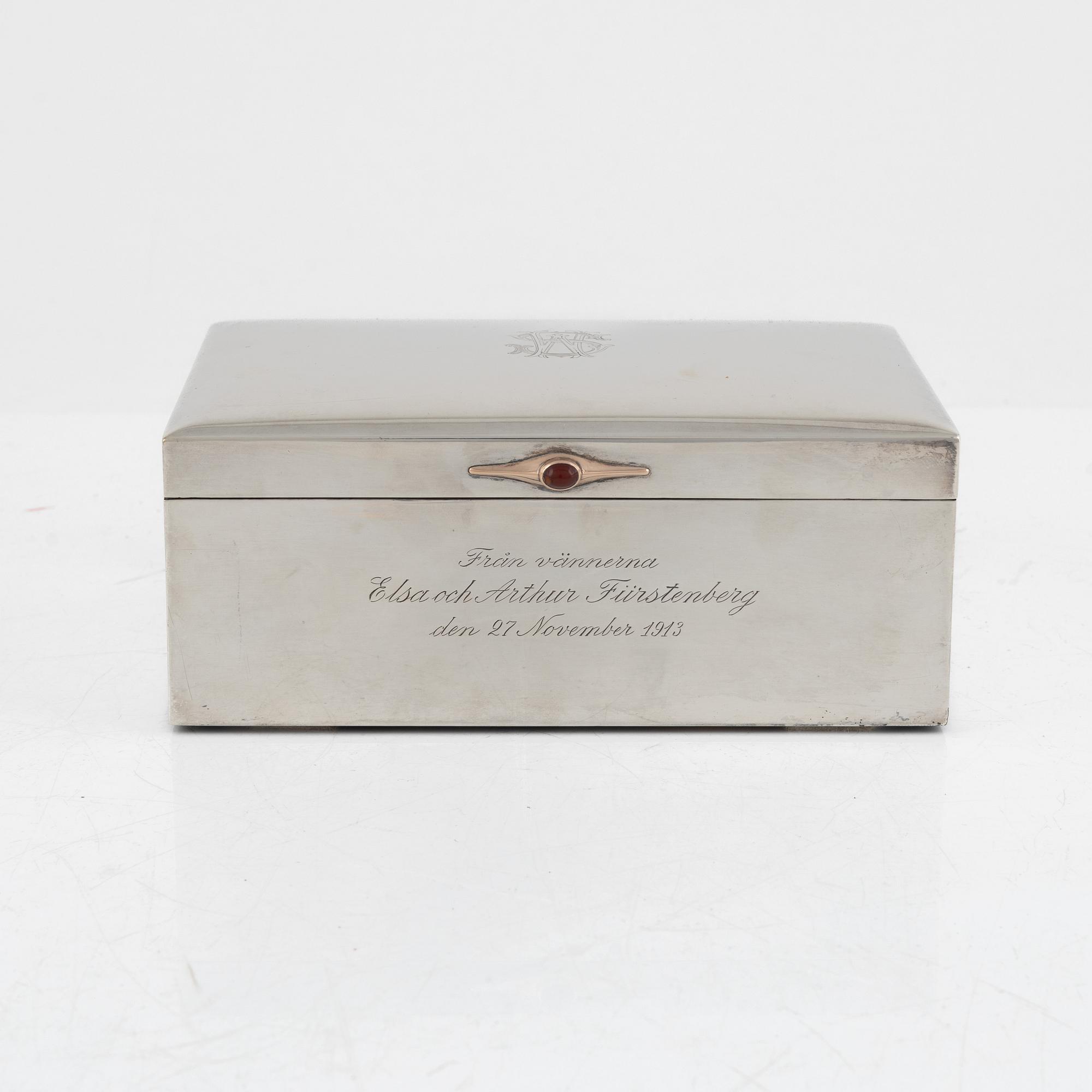 A Swedish Silver Cigar Box, mark of CF Carlman, Stockholm 1912.