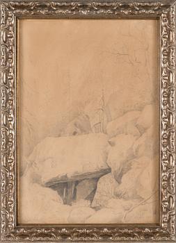 Magnus von Wright, blyertsteckning, signerad och daterad 29 febr 1852.