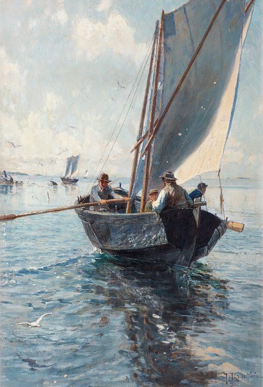 Johan Krouthén, Fiskare i båt.