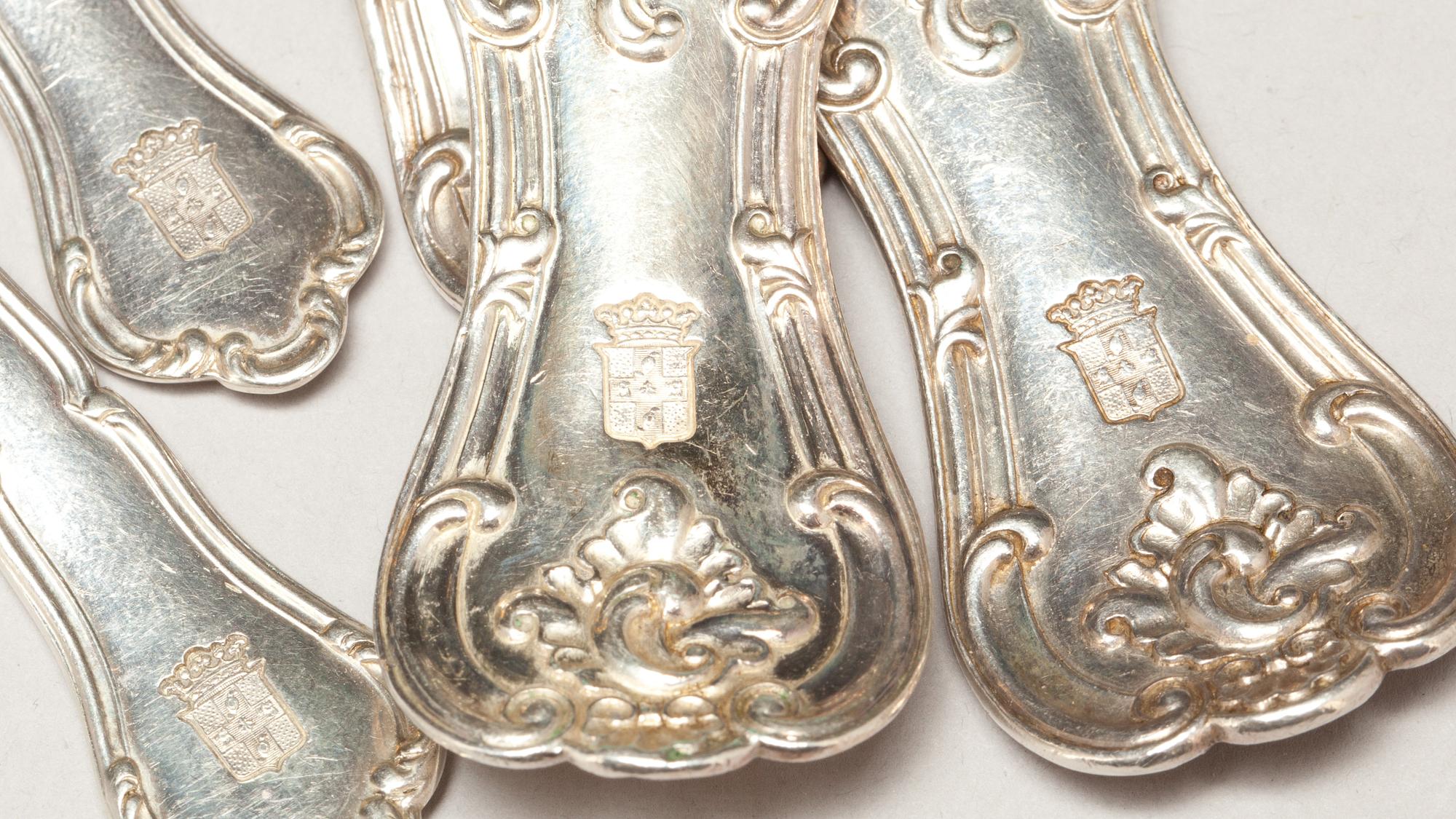 BESTICK, silver, 24 delar. Lars Larson & Co, Göteborg, 1882. Vikt ca 1800 gr.