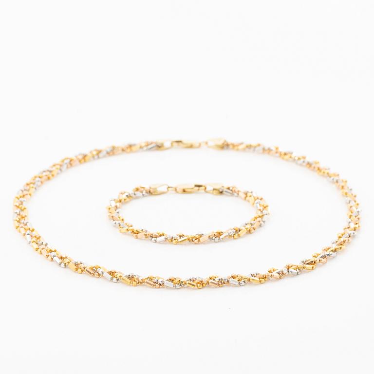 Necklace and bracelet in 18K gold and white gold.