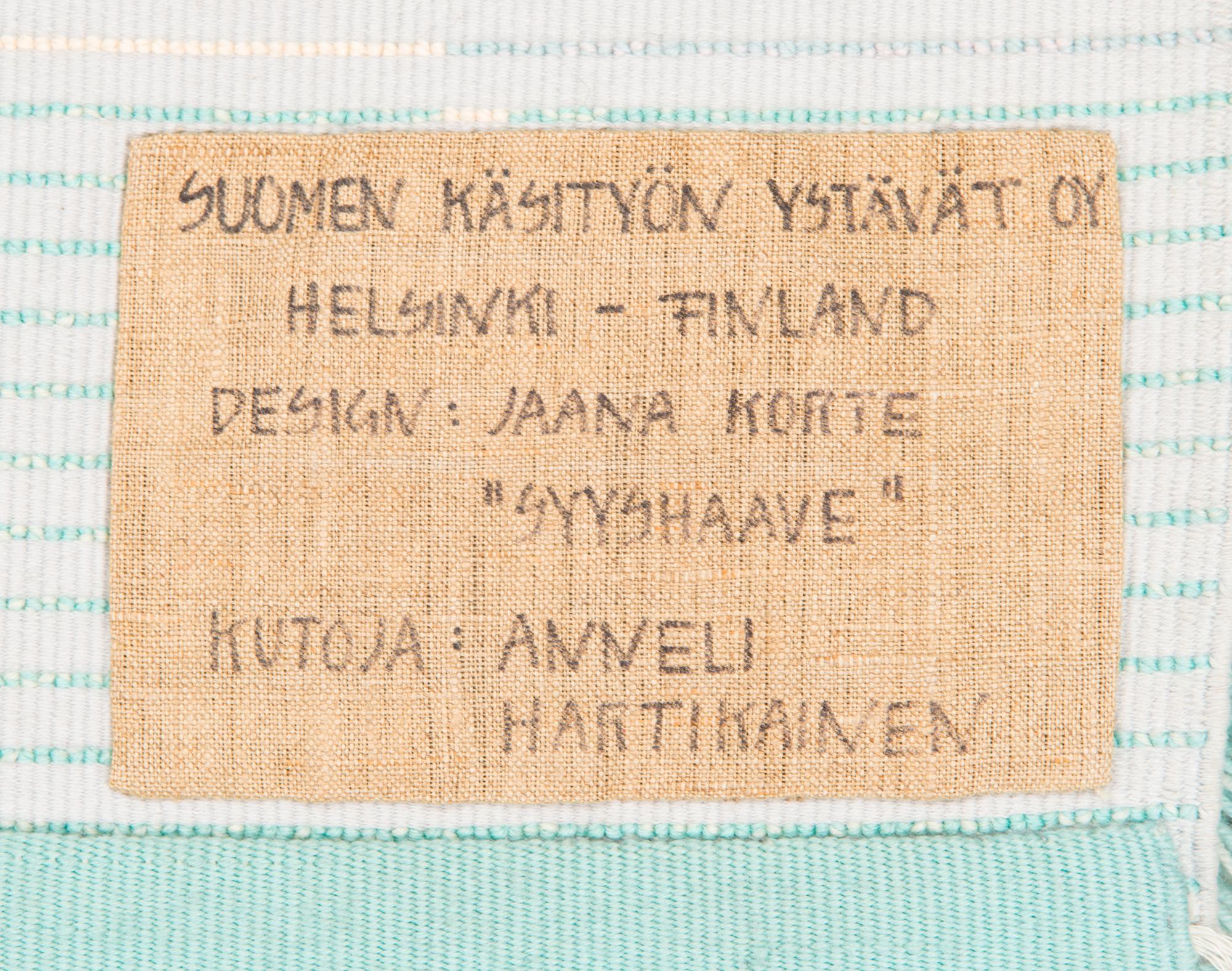Jaana Korte, a Finnish long pile rug for The Friends of Finnish Handicraft. Circa 96x90 cm.