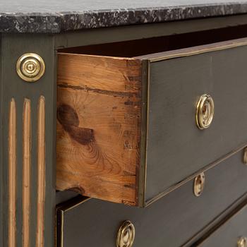 A Gustavian style chest of drawers, circa 1900.