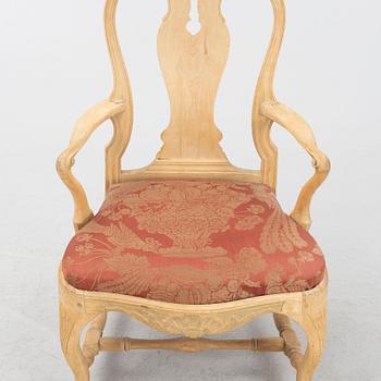 A Rococo armchair made in Stockholm, Sweden, second half of the 18th century.