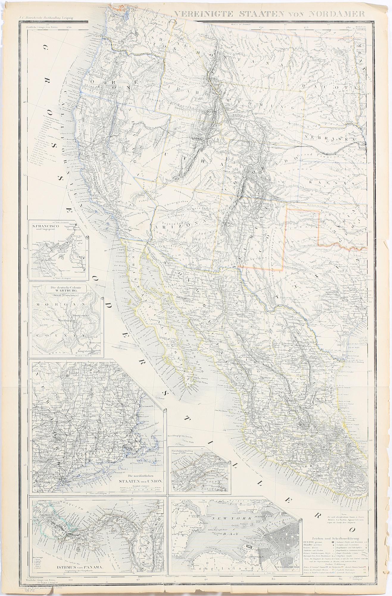PARTI KARTOR, 7 st, bla världsdelarna och del av Nordamerika, Stein 1870-tal.