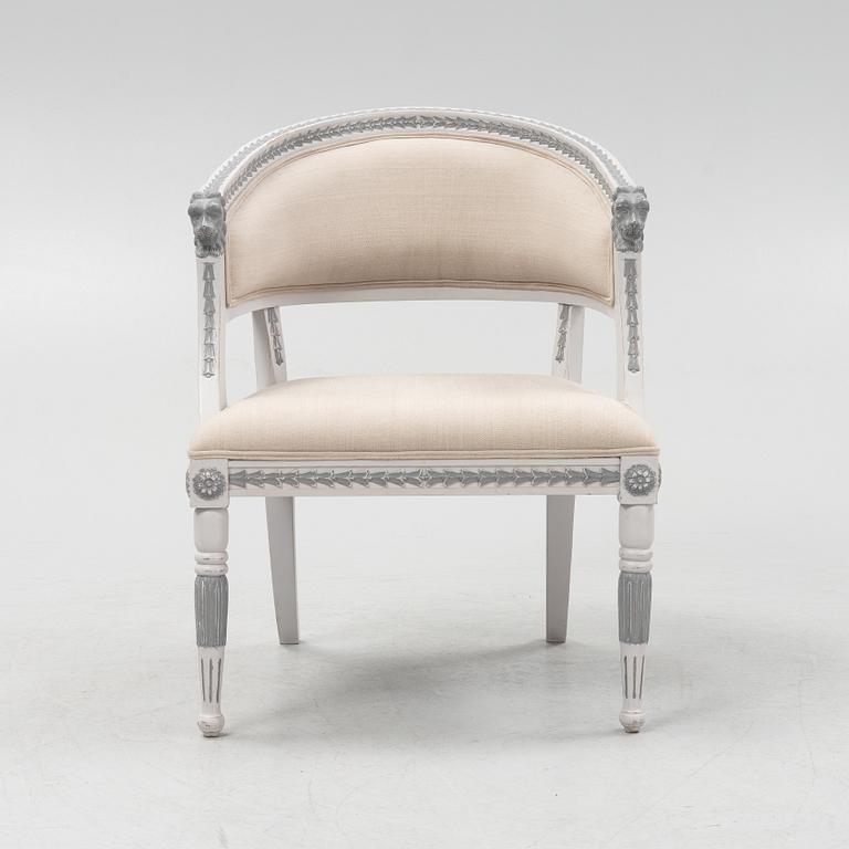 A late Gustavian style armchair, contemporary.