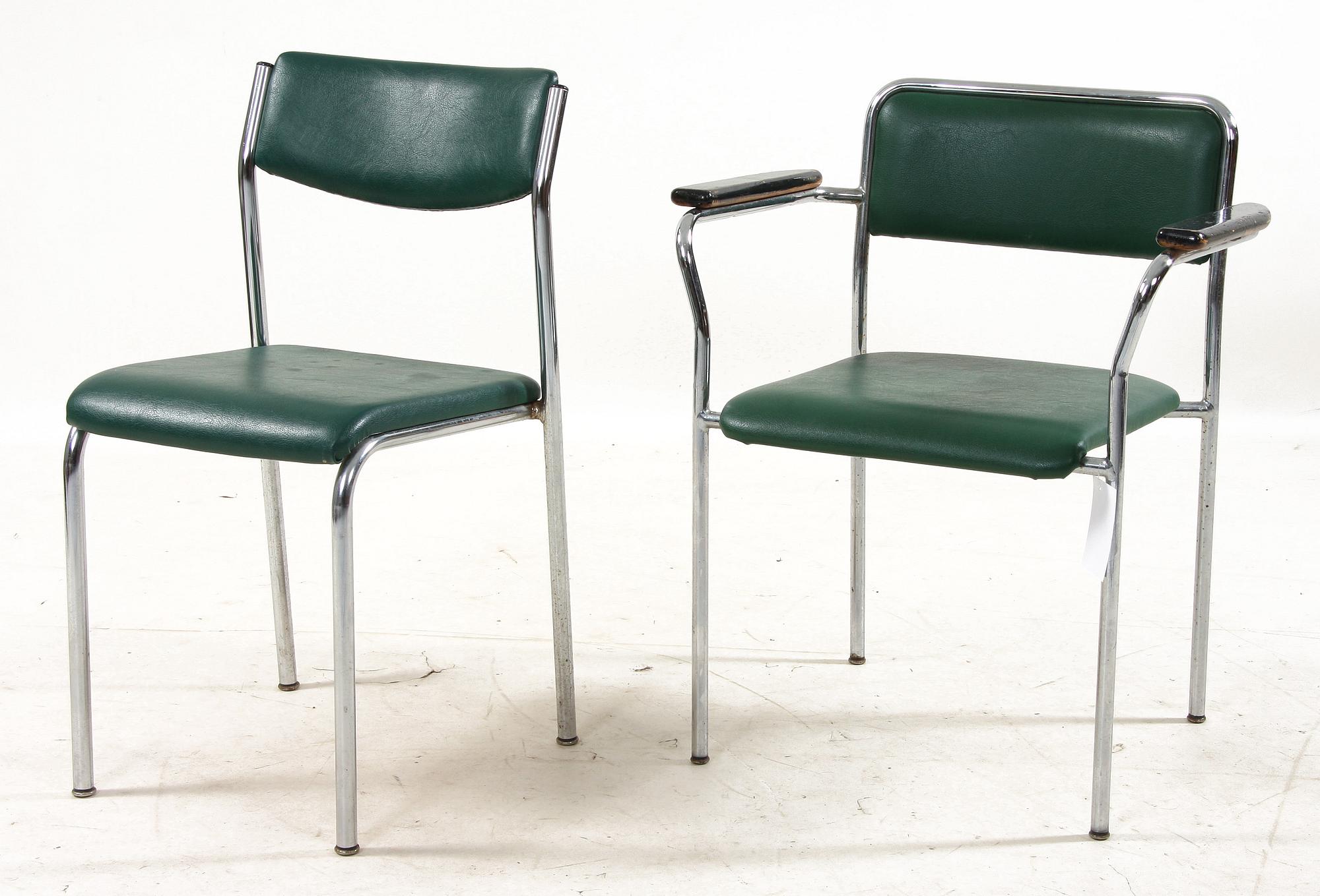 KARMSTOLAR, 3 st, samt STOLAR, 3 st, Vemo Industri AB, Örkelljunga.