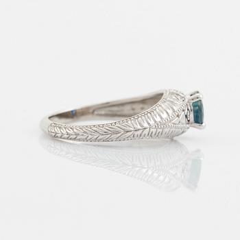 White gold and sapphire ring.