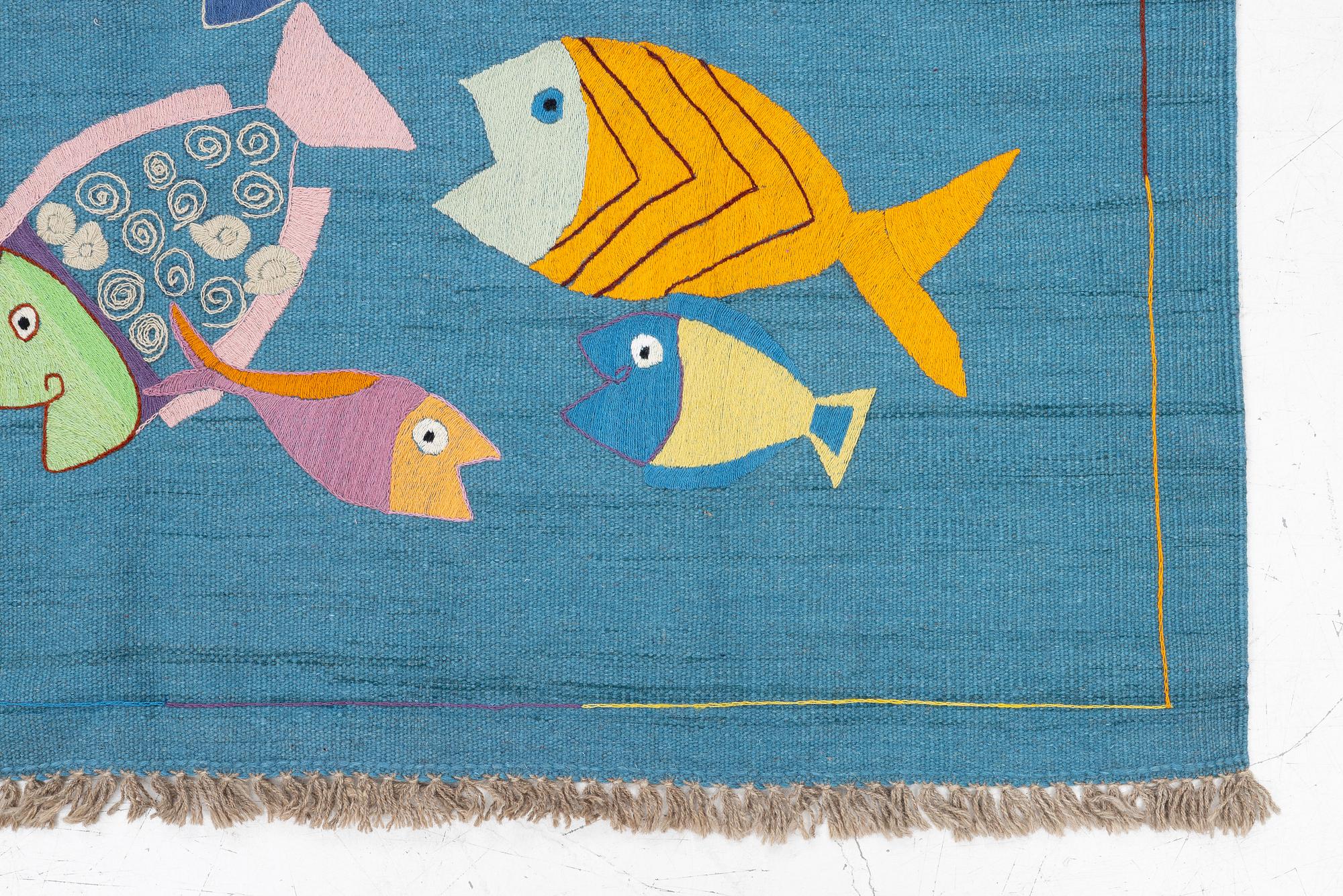 A hand-embroidered kilim rug, c. 178 x 121 cm.