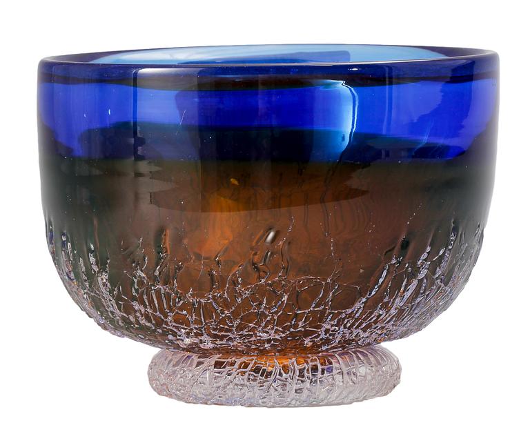 SKÅL, glas, Göran Wärff, Kosta, sign. Unikat.