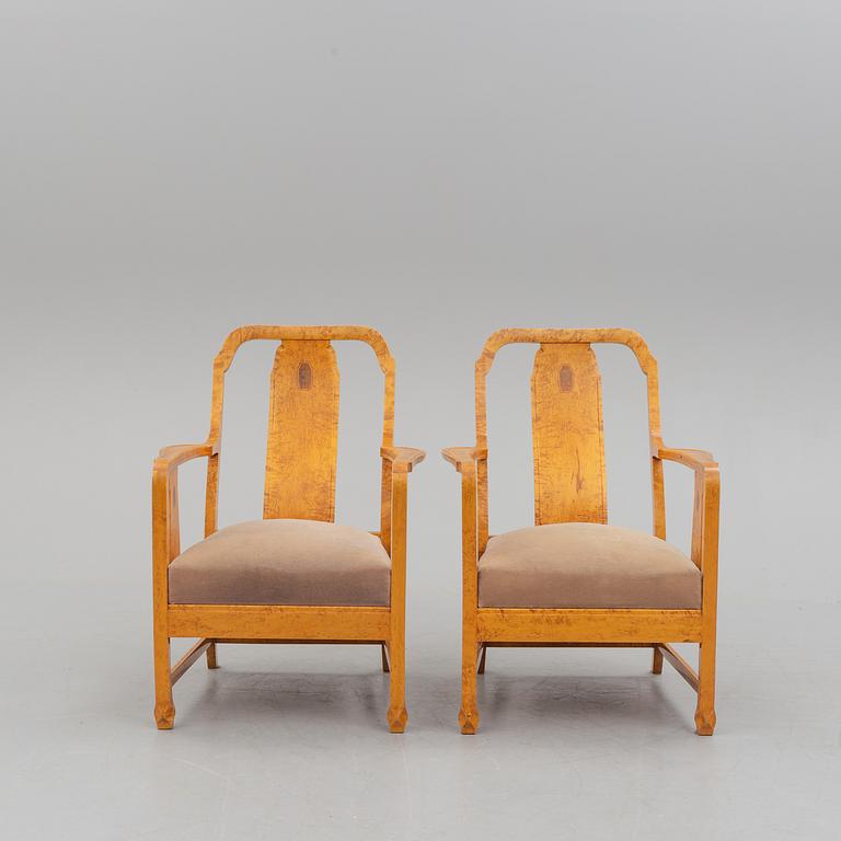 a pair of armchairs by NK Stockholm, 1930's.