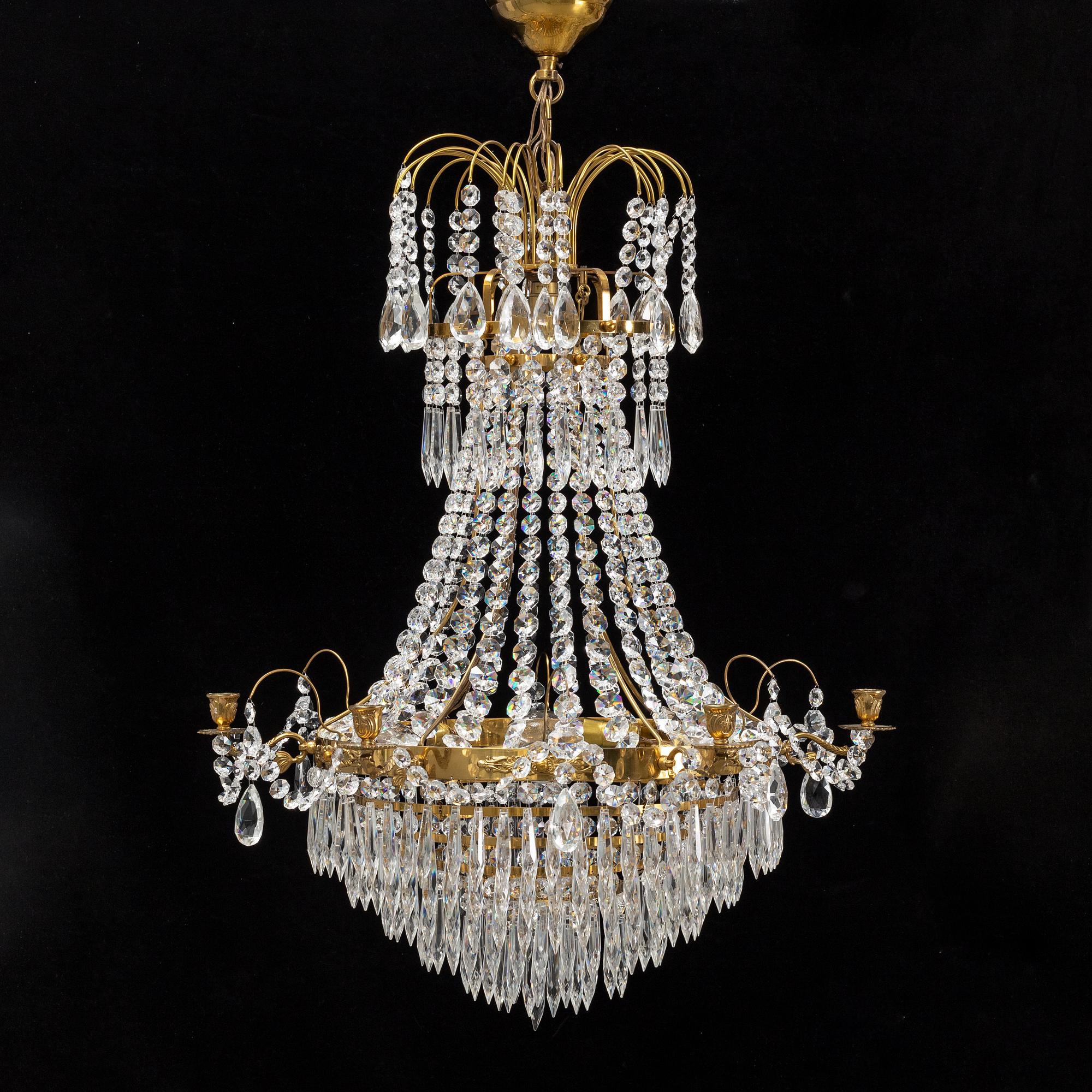 A Gustavian style chandelier, end of the 20th Century.