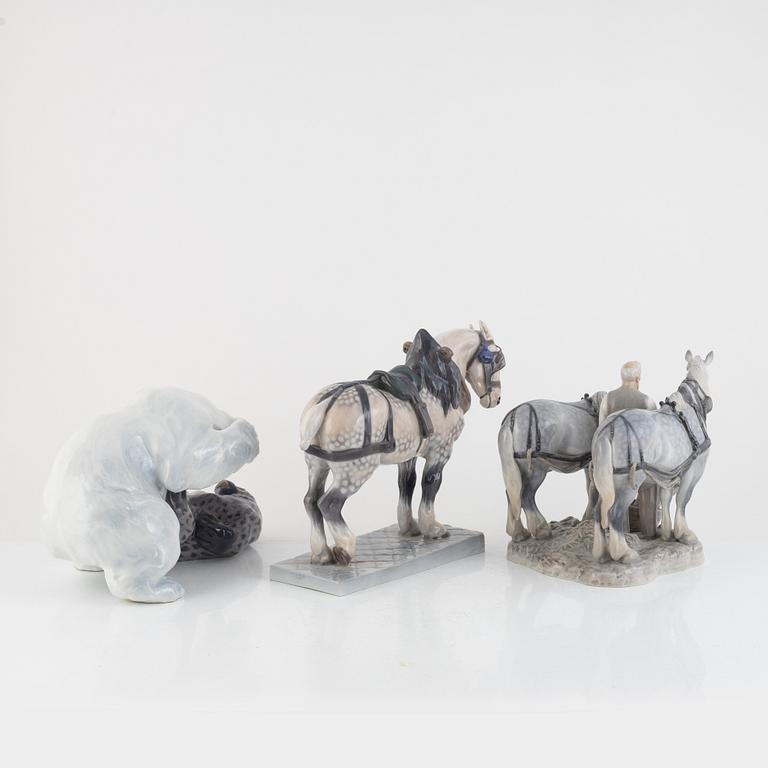 Three Danish porcelain figurines.