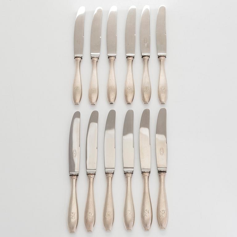 A 45 piece set of silver cutlery, Hämeenlinna, Turku, Vaasa, 1937-1963.