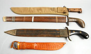 PARTI BLANKVAPEN, 7 delar. FASKINKNIV, SAMEKNIV(Marttiini, Rovaniemi 1940), BAJONETTER MM.