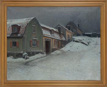 Johan Kindborg, Winter Scene from Bengt Ekehjelmsgatan, Södermalm, Stockholm.