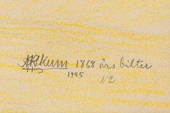 Nils Nilsson Skum, Reindeer on the mountain with a wolf attacking a reindeer.