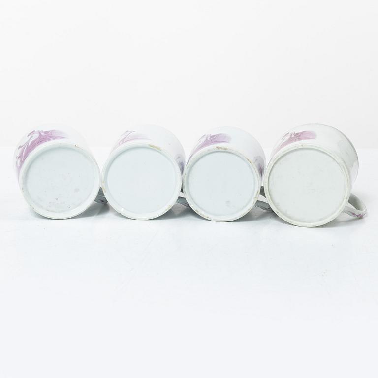 A purple camaieu part coffee service, Early 19th century.