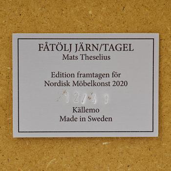 Mats Theselius, fåtölj, "Järn/Tagel", ed. 12/49, Källemo, Värnamo, 2020.