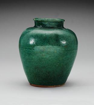 A green glazed jar, Ming dynasty, Southern China.